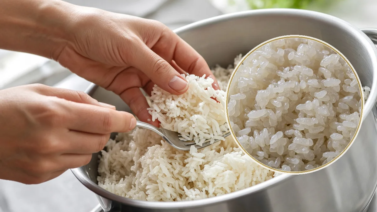 Arroz blanco cocido en un contexto alimentario cotidiano
