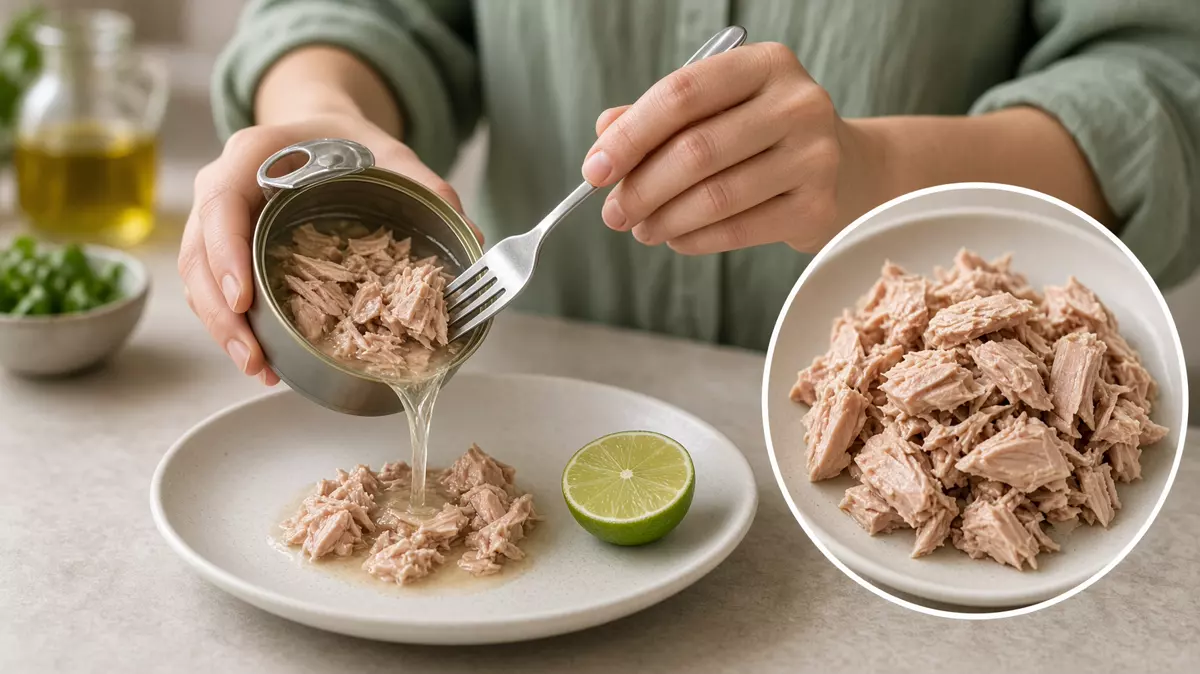 Atún en agua en un contexto alimentario cotidiano