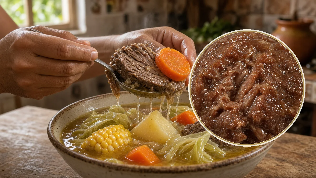 Caldo de res en un contexto alimentario cotidiano