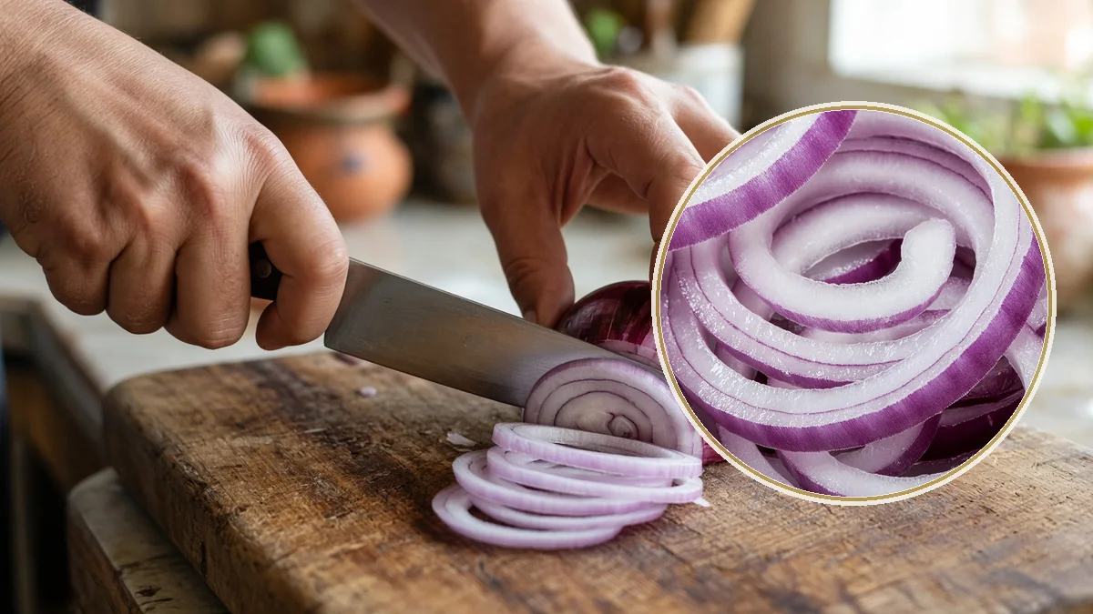 Cebolla morada en un contexto alimentario cotidiano