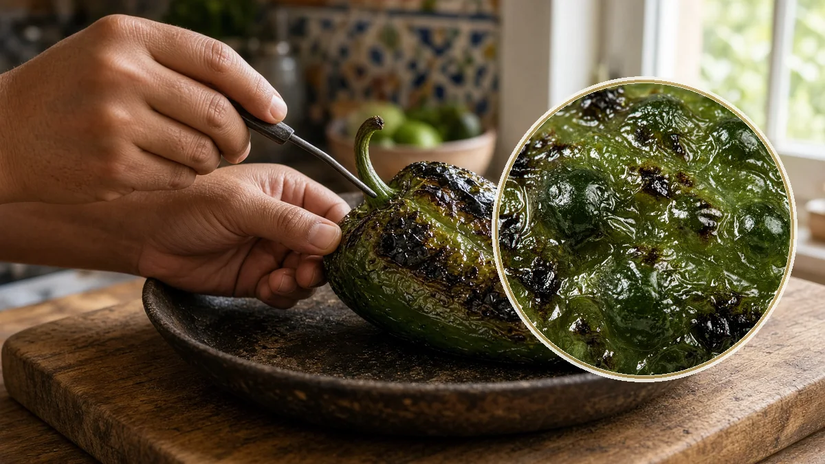 Chile ancho fresco en un contexto alimentario cotidiano