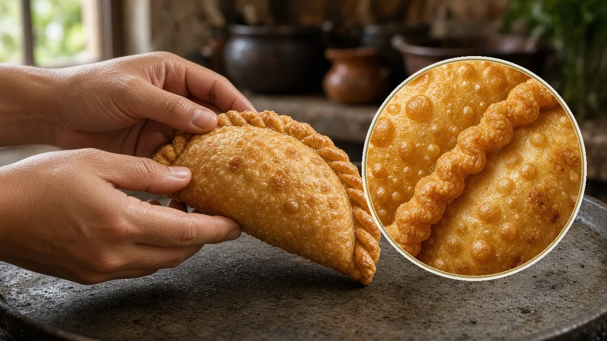 Empanada de carne en un contexto alimentario cotidiano