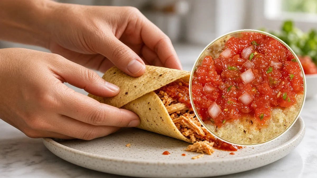 Enchilada en un contexto alimentario cotidiano