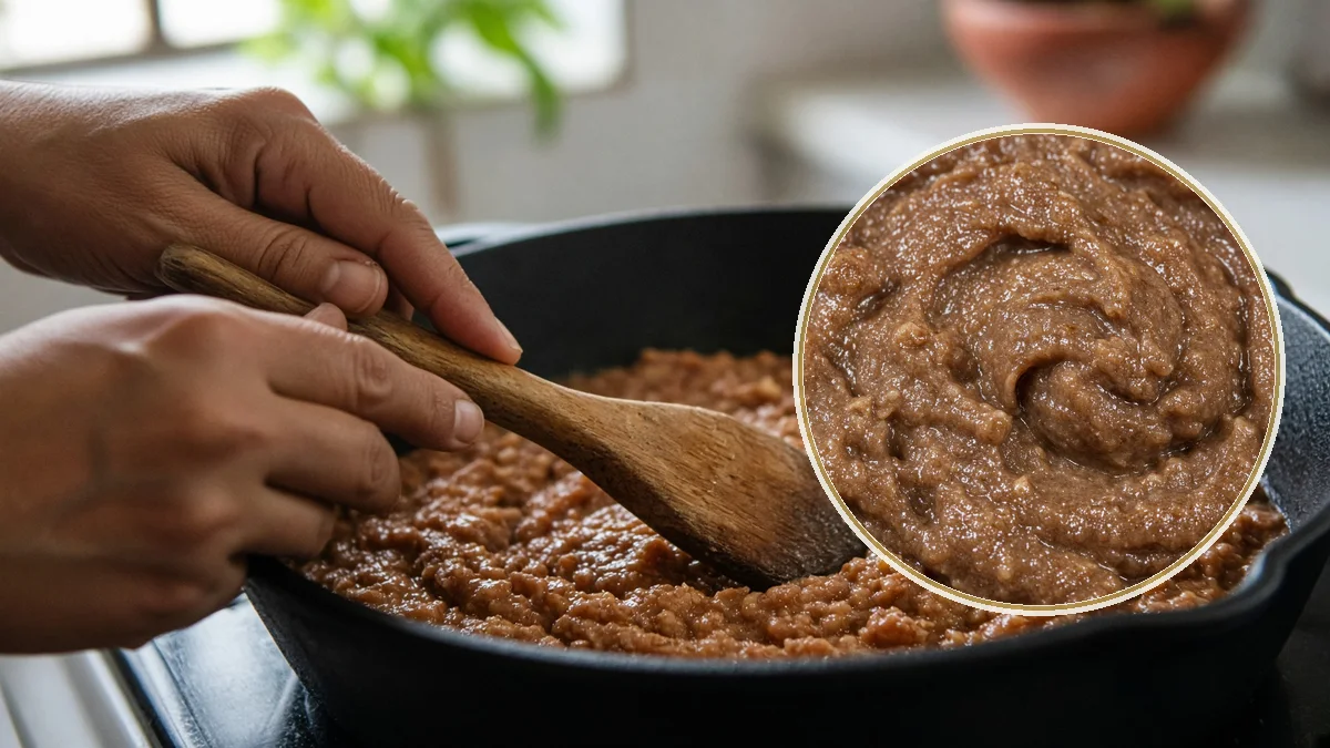 Frijoles refritos en un contexto alimentario cotidiano