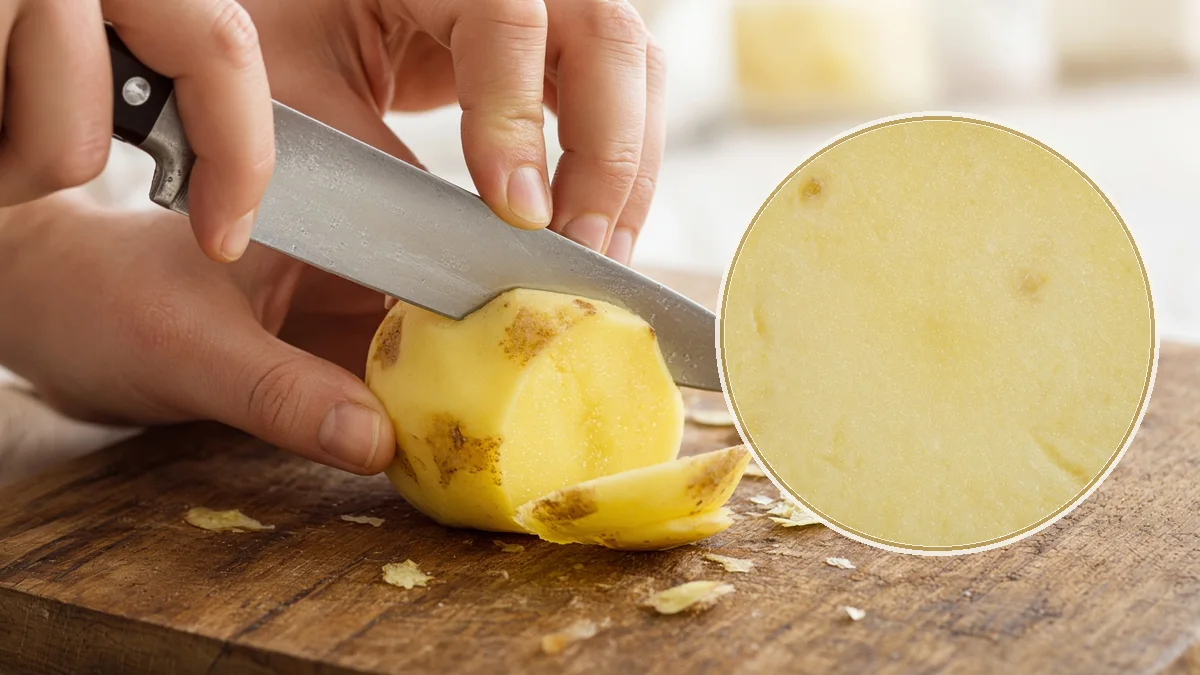 Papas cocidas con piel sobre un plato de barro