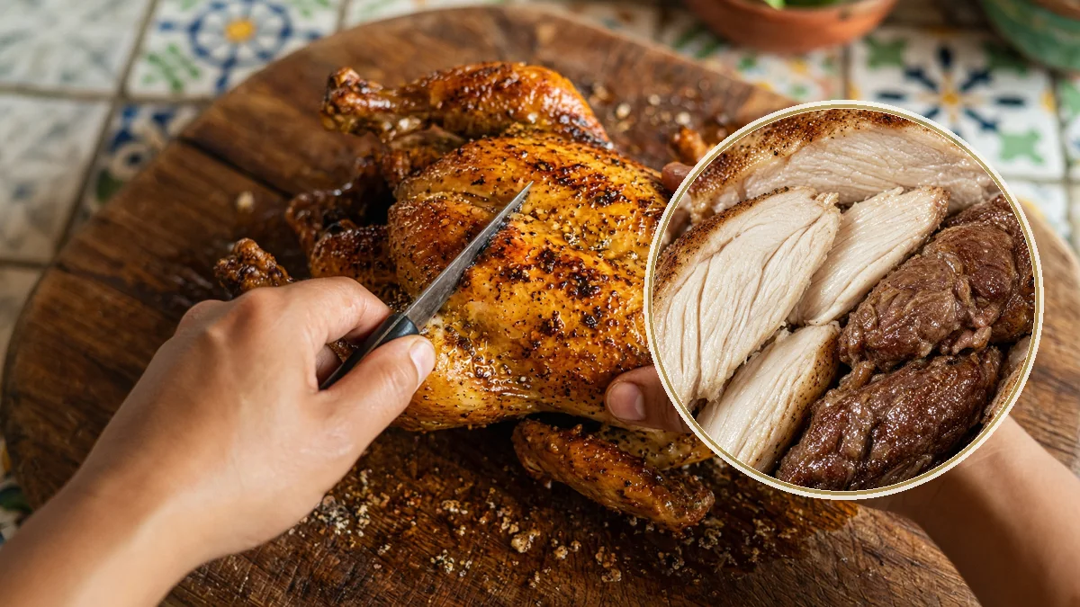 Pollo entero en un contexto alimentario cotidiano
