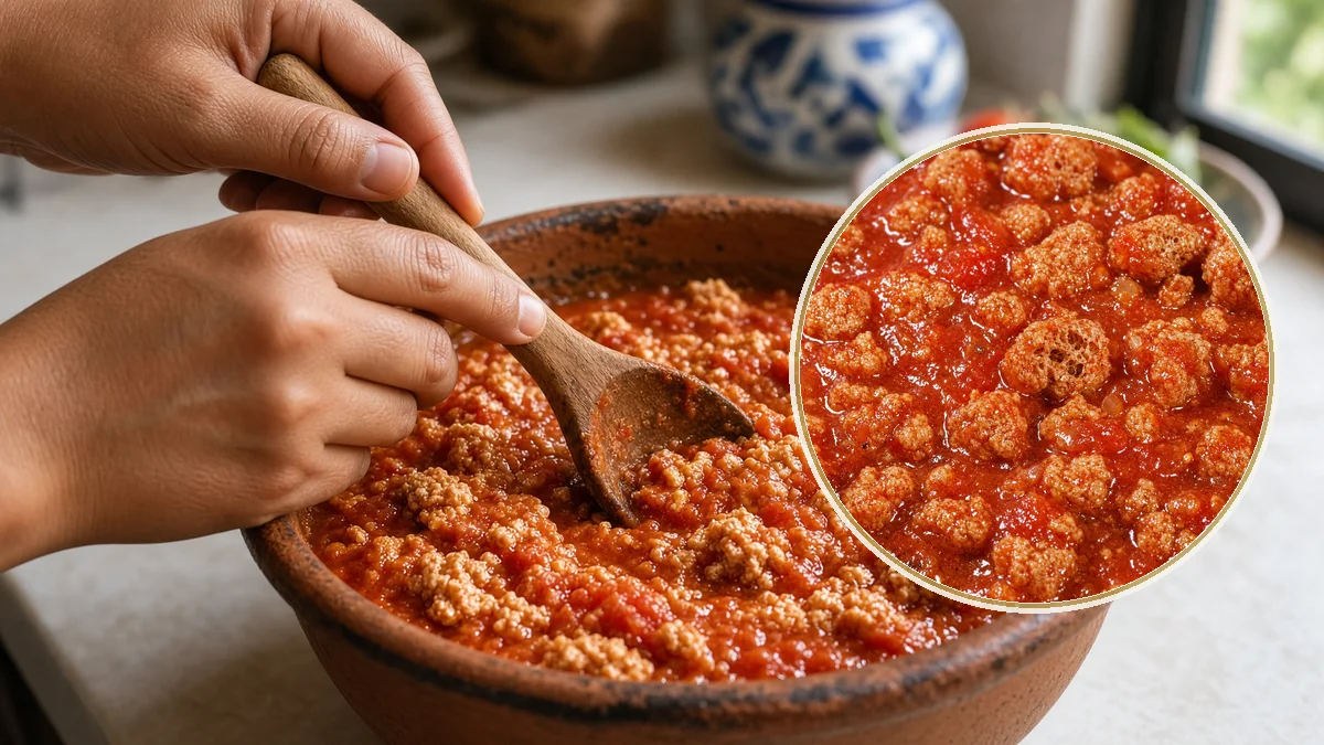 Carne de soya guisada en un contexto alimentario cotidiano