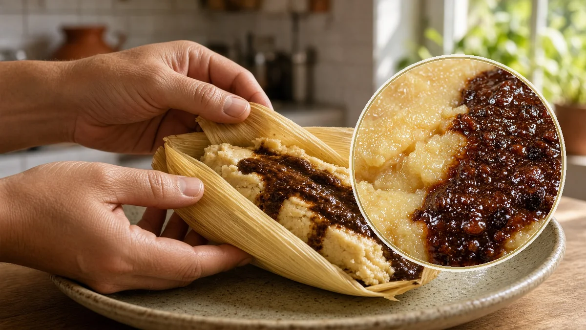 Tamal de mole en un contexto alimentario cotidiano
